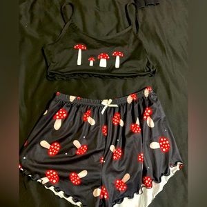 Small pajama mushroom shorts and top